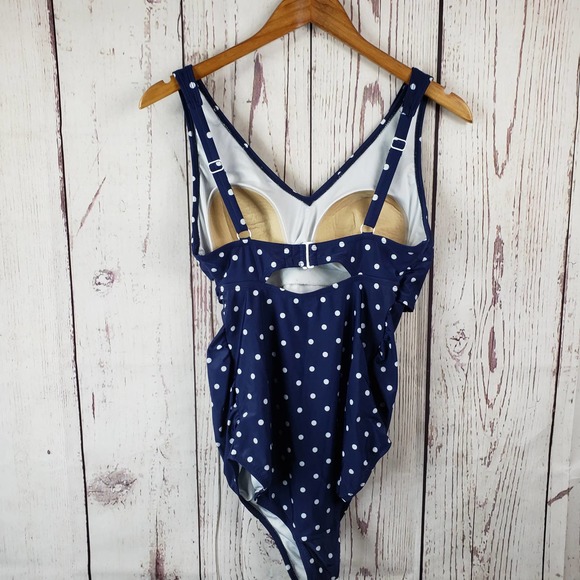 Old Navy One Piece Polka Dot Bathing Suit Womens Size Medium Bralette Blue - Picture 6 of 8